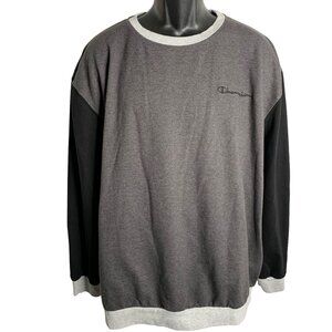 Champion Embroidered Pullover Sweatshirt 2XL Grey Crewneck Long Sleeves Knit